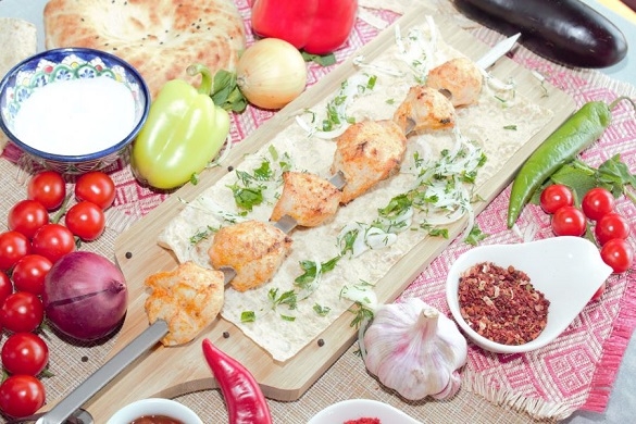 Шашлык из куриного филе на мангале