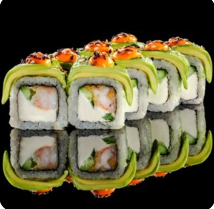 Ролл с авокадо и креветкой