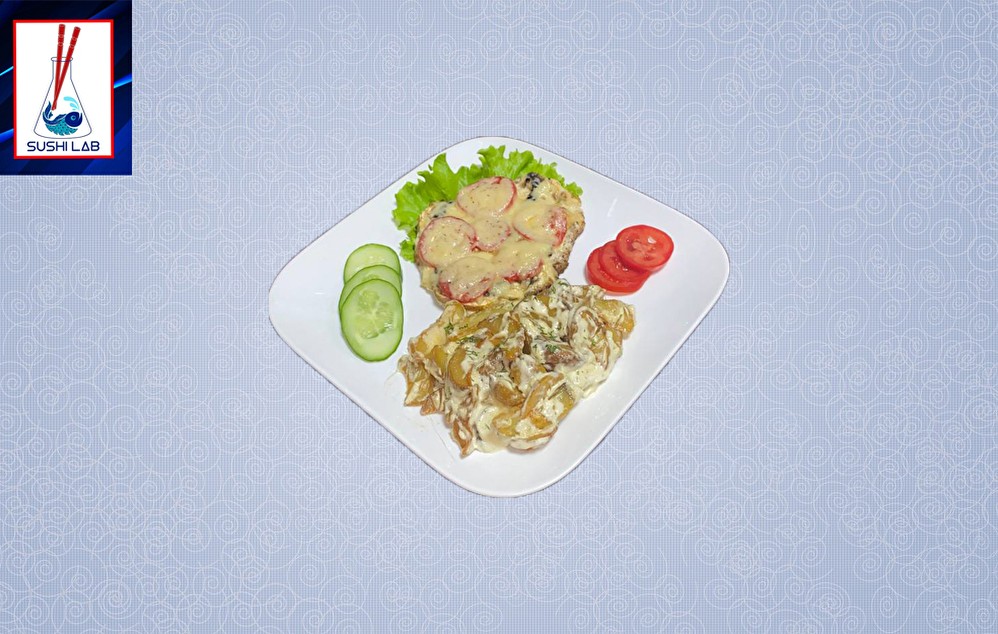 Картофель с мясом и чесноком