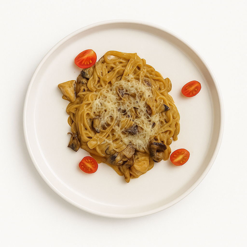 Паста «с курицей и грибами»