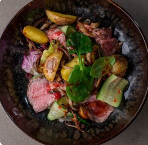 Салат с ростбифом и вешенками