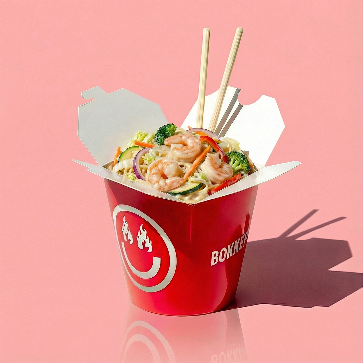 Вок креветки сливочный