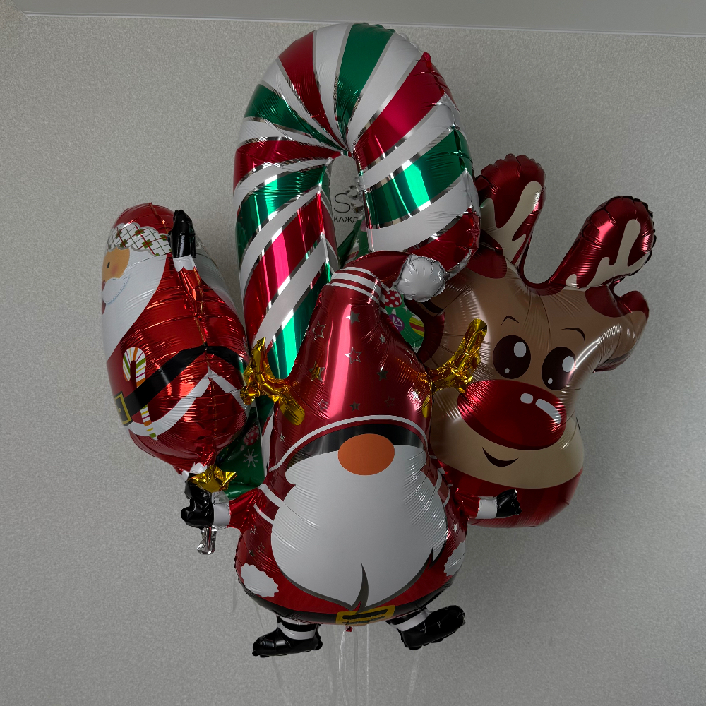 Новогодняя ёлочка, Дед Мороз, Гномик, Оленёнок, Леденец (шарики на Новый Год)