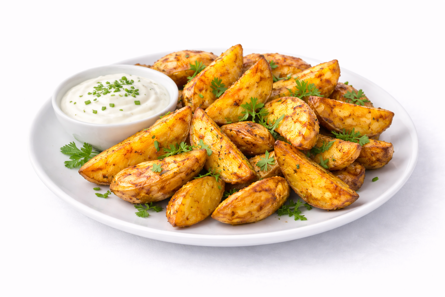 Картофель по-деревенски с чесночным соусом