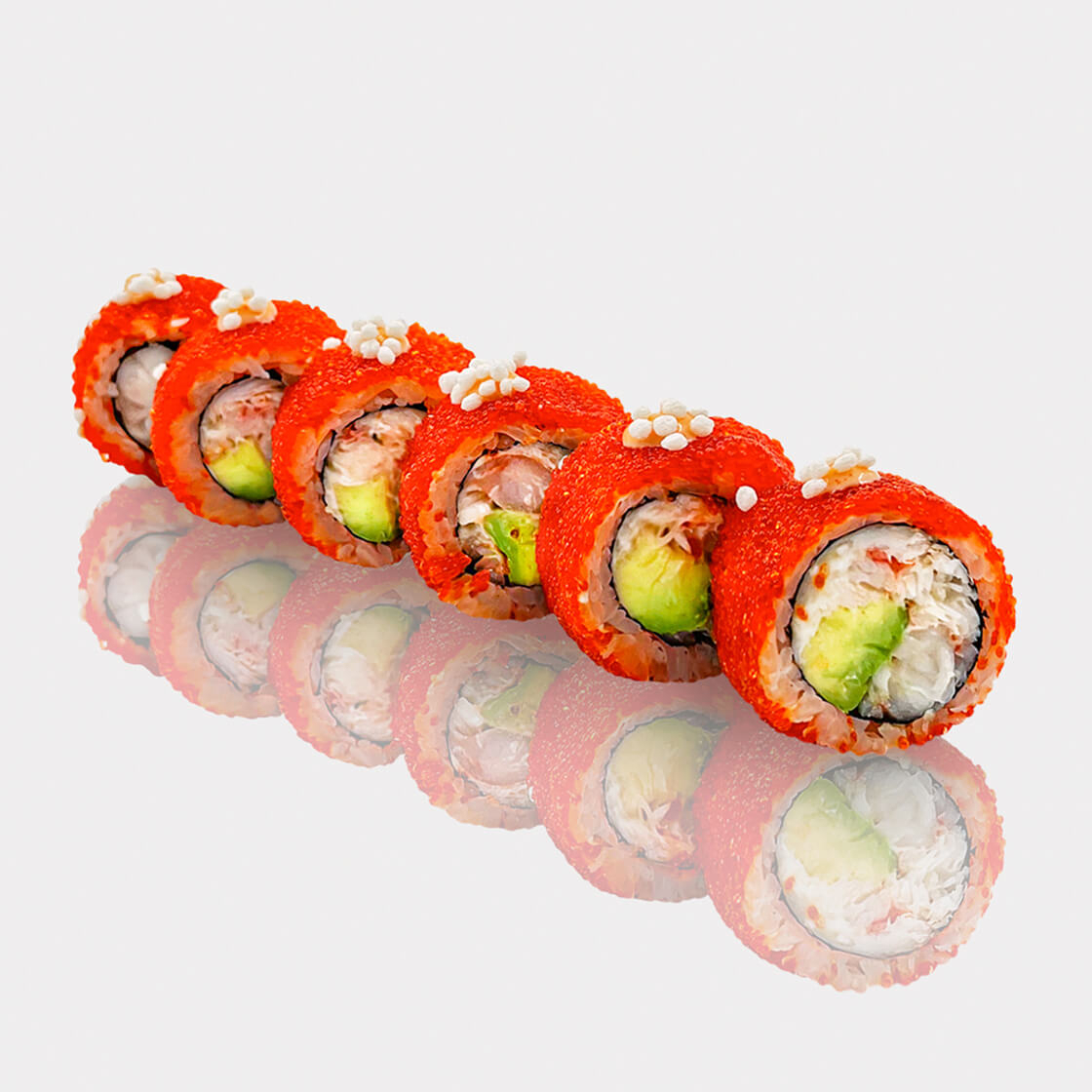 Ролл с крабом, креветкой и авокадо