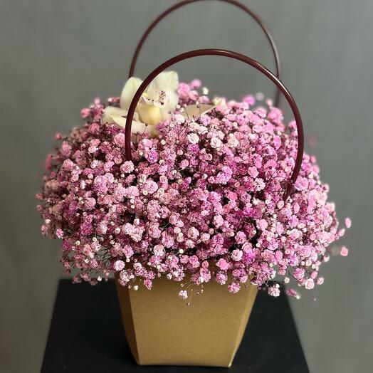 Сумочка из гипсофилы с цимбидиумом