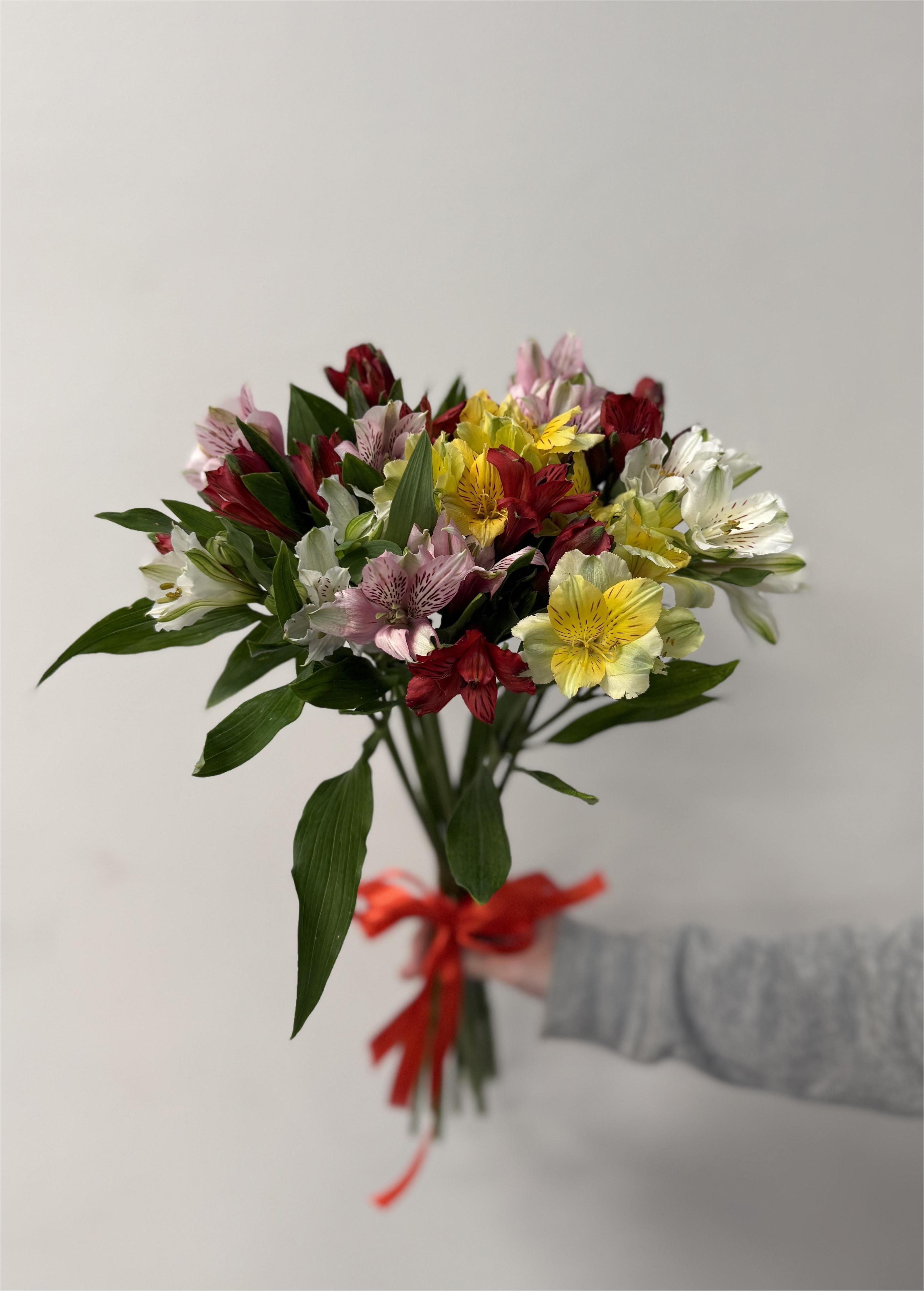 Букет из 11 альстромерий микс под ленту