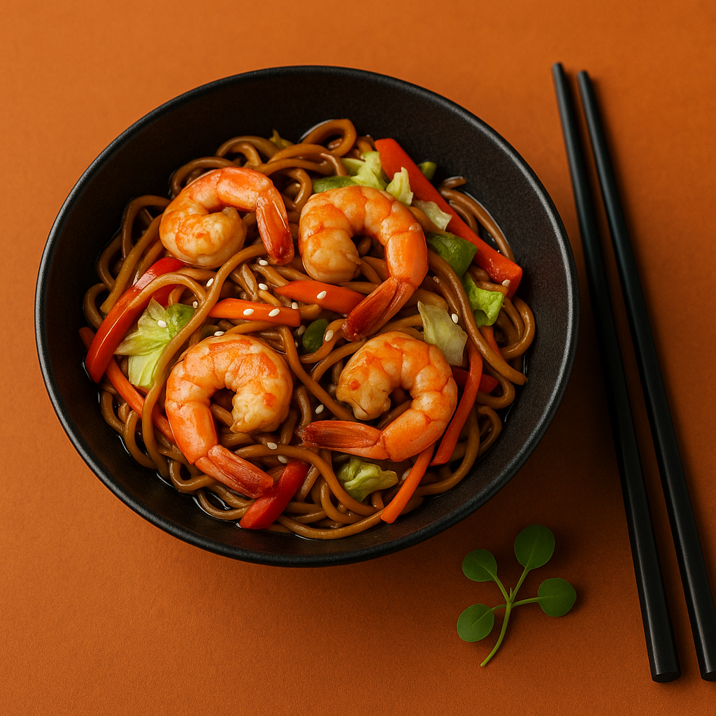 Wok c креветками