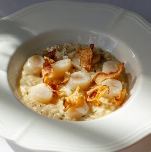 Ризотто с гребешком и топинамбуром