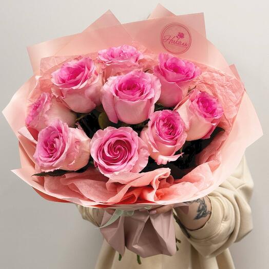 Букет «Обниму тебя крепко» из премиальных эквадорских роз 9