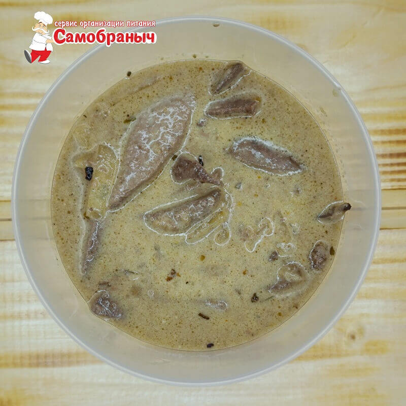 Печень по-строгановски 50/50