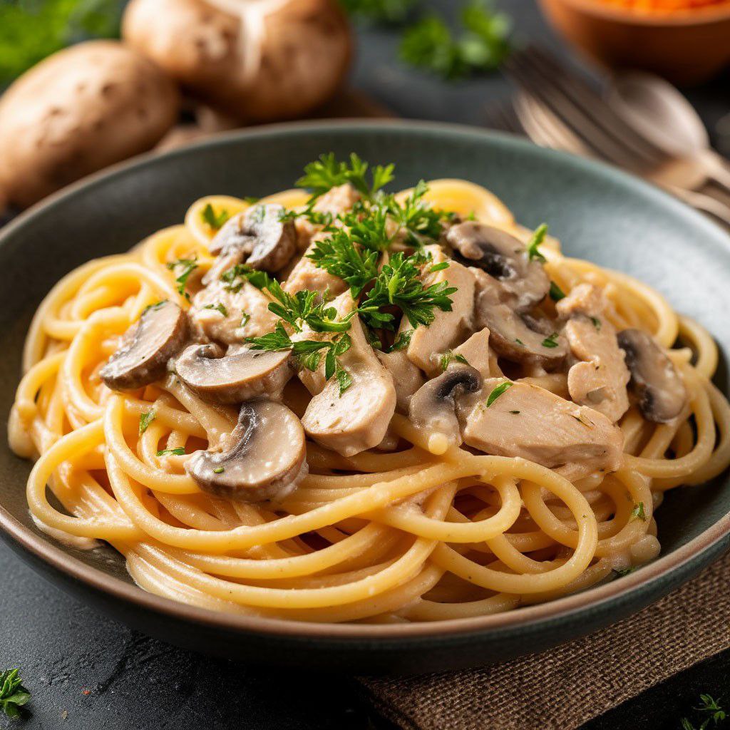 Паста с курицей и грибами