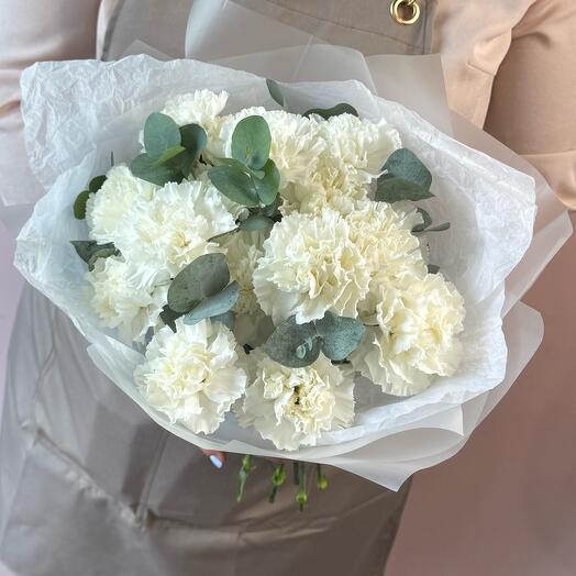 Букет Диантус с эвкалиптом «Fiji»