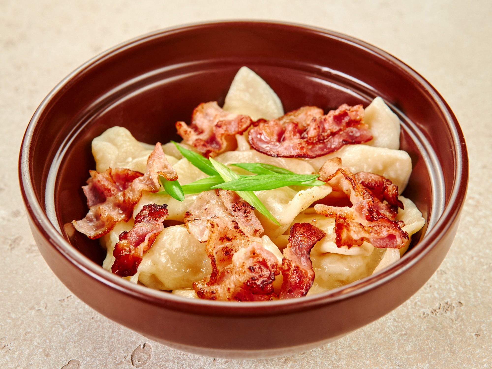 Вареники с беконом, картофелем