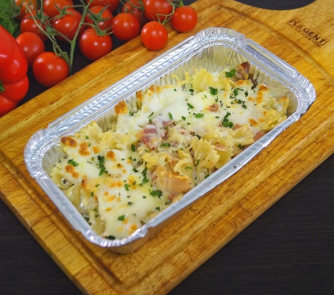 Запеченная паста "Фарфалле Карбонара"