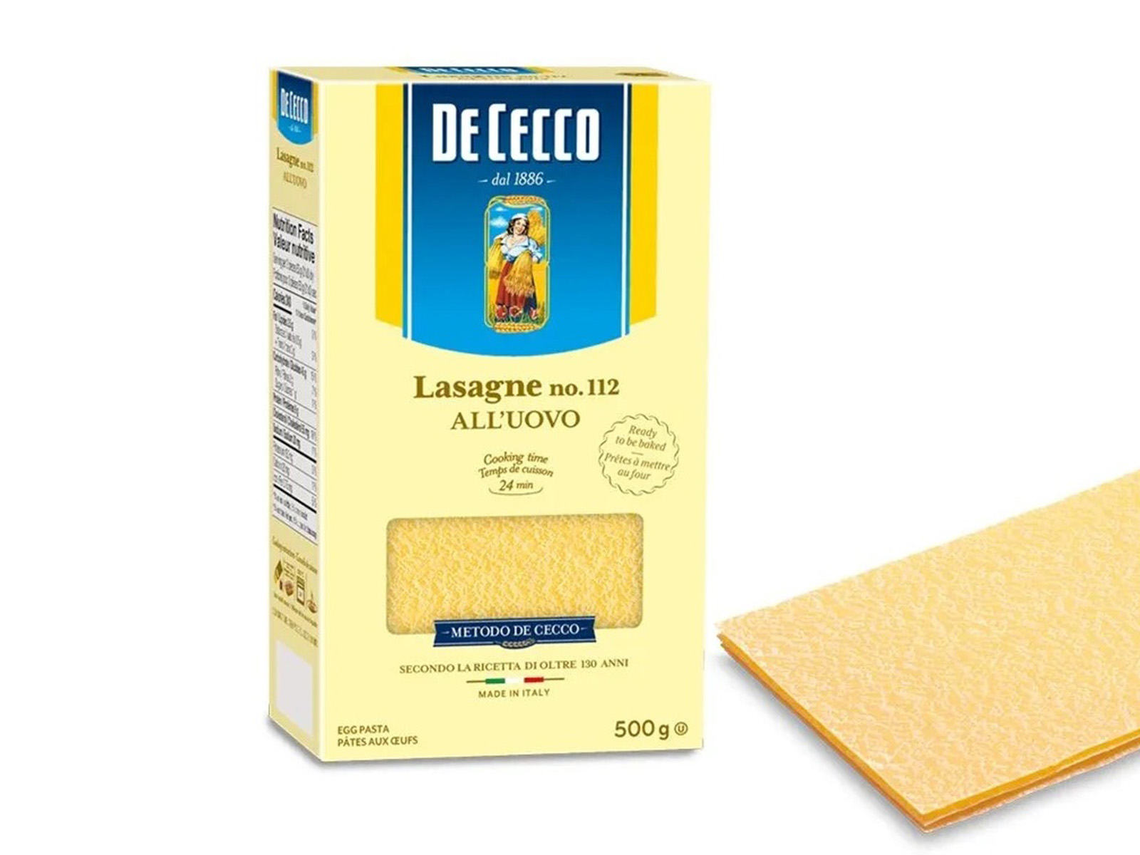 Паста De Cecco №112 Лазанья с добавлением яйца
