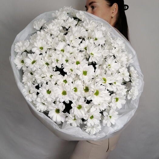 🌿Монобукет "PERVOЦВЕТ" из 15 пышных кустовых Ромашковых хризантем 🌼