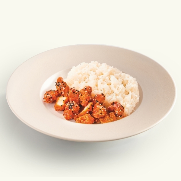 Рис с куриным попкорном