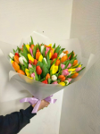 Букет живых цветов - 101 тюльпан микс, размер XL, высота 40 см, Голландия | Турбофлора
