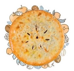 Пирог осет. с яблоком, орехом и изюмом