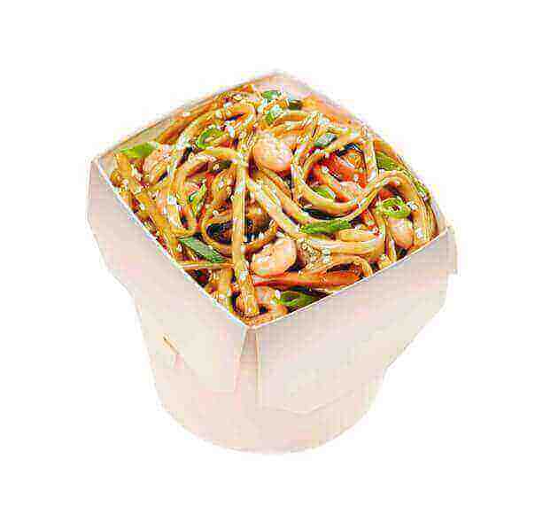 Wok рамен с морепродуктами в фир. соус.