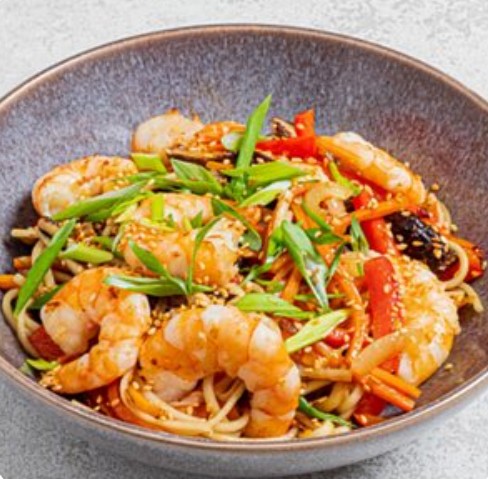 Wok креветка с удоном и терияки-соусом
