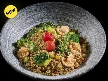 Киноа с креветками и овощами