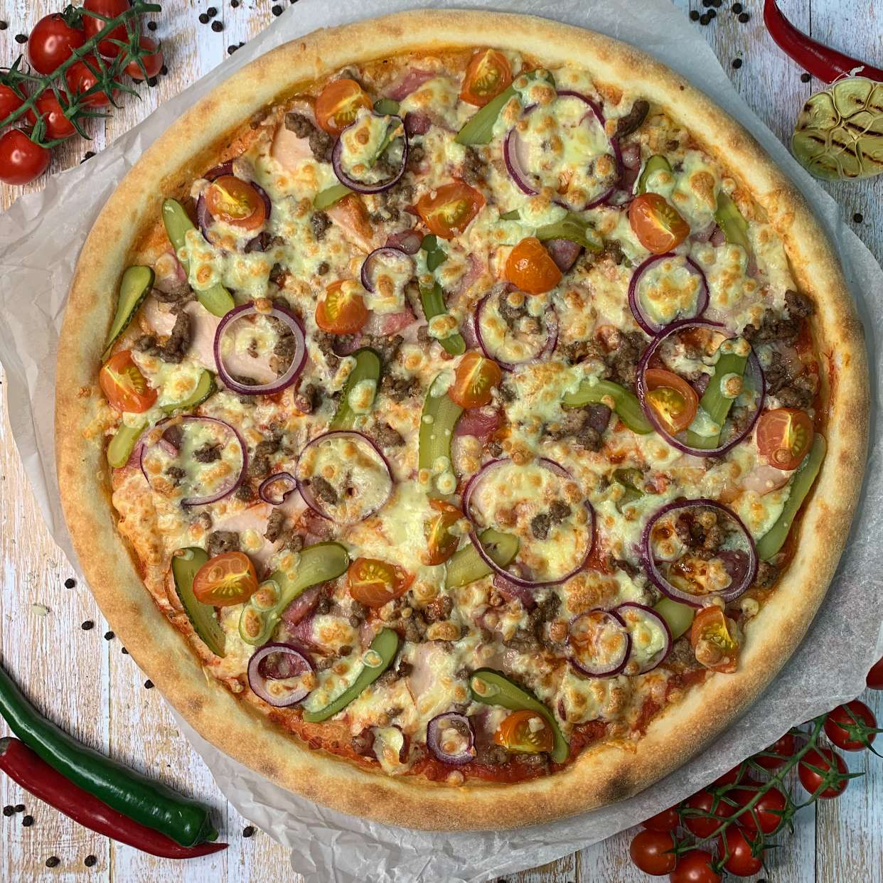 Пицца "Сушильная" Супер мясная 25 см