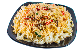 Удон с куриным филе в чесночном соусе