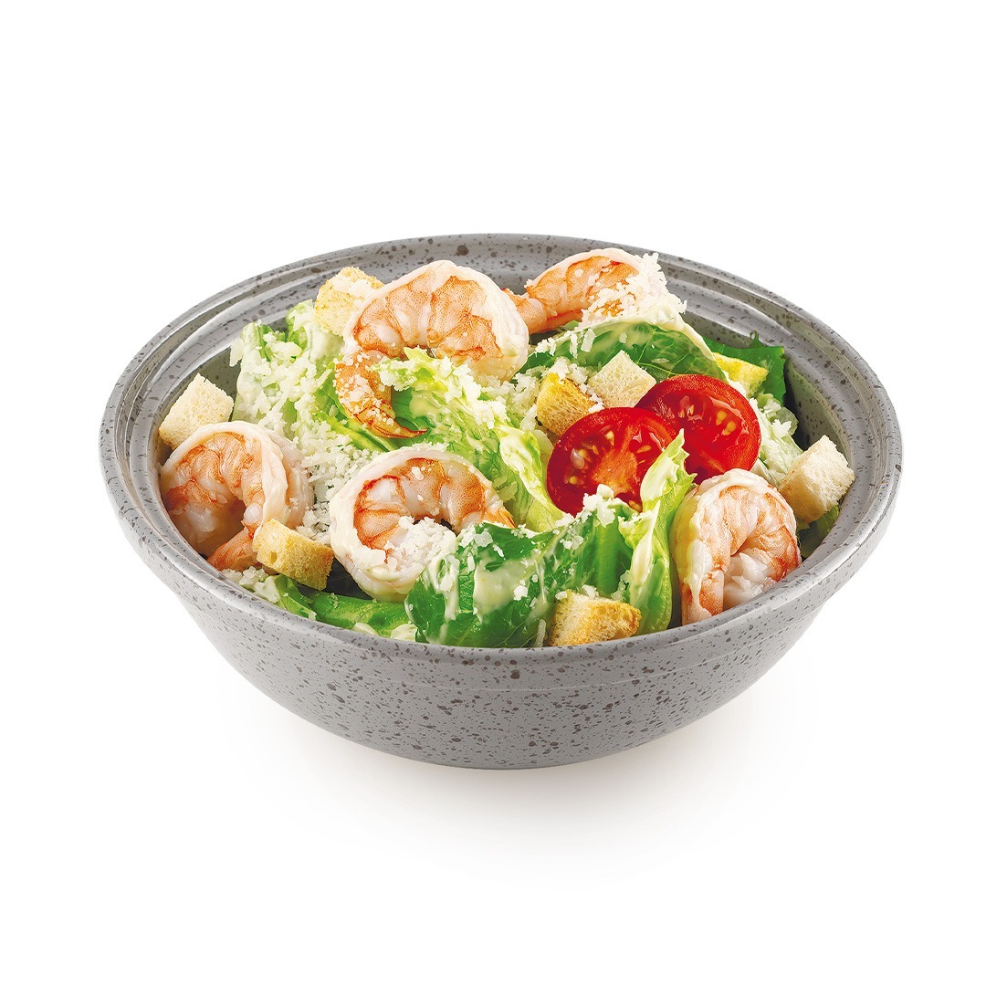 Салат Цезарь с креветками