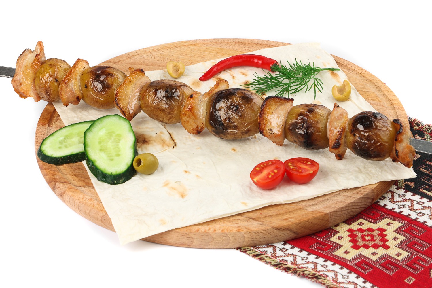 Картофель на шампуре с курдюком