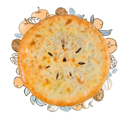 Пирог с яблоком, орехом и изюмом