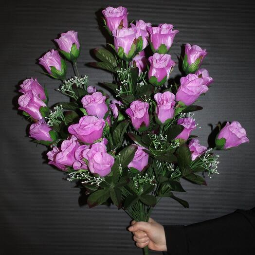 Искусственные цветы кустовые Розы фиолетовые