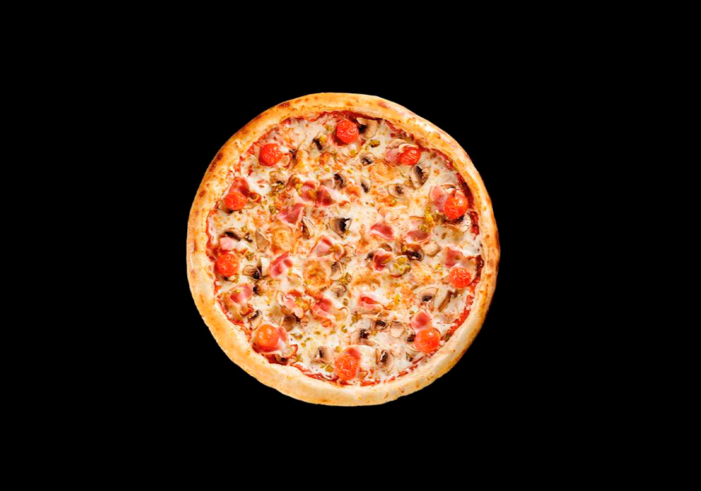 Чесночная  с беконом, помидором черри, перцем халапеньо