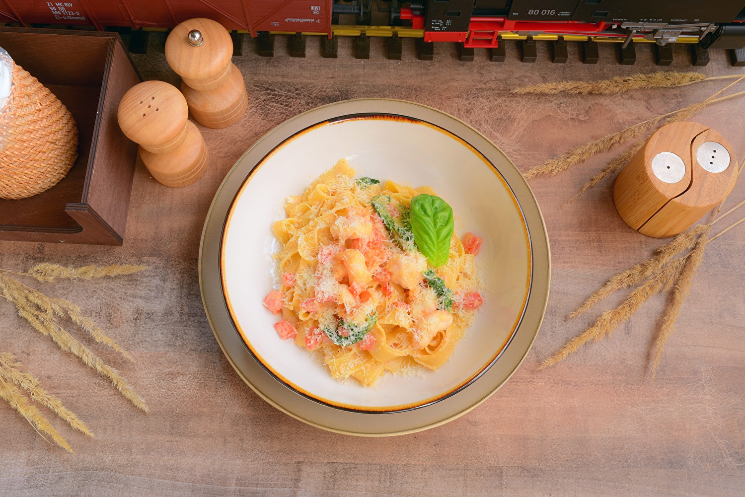 Феттучини с креветкой