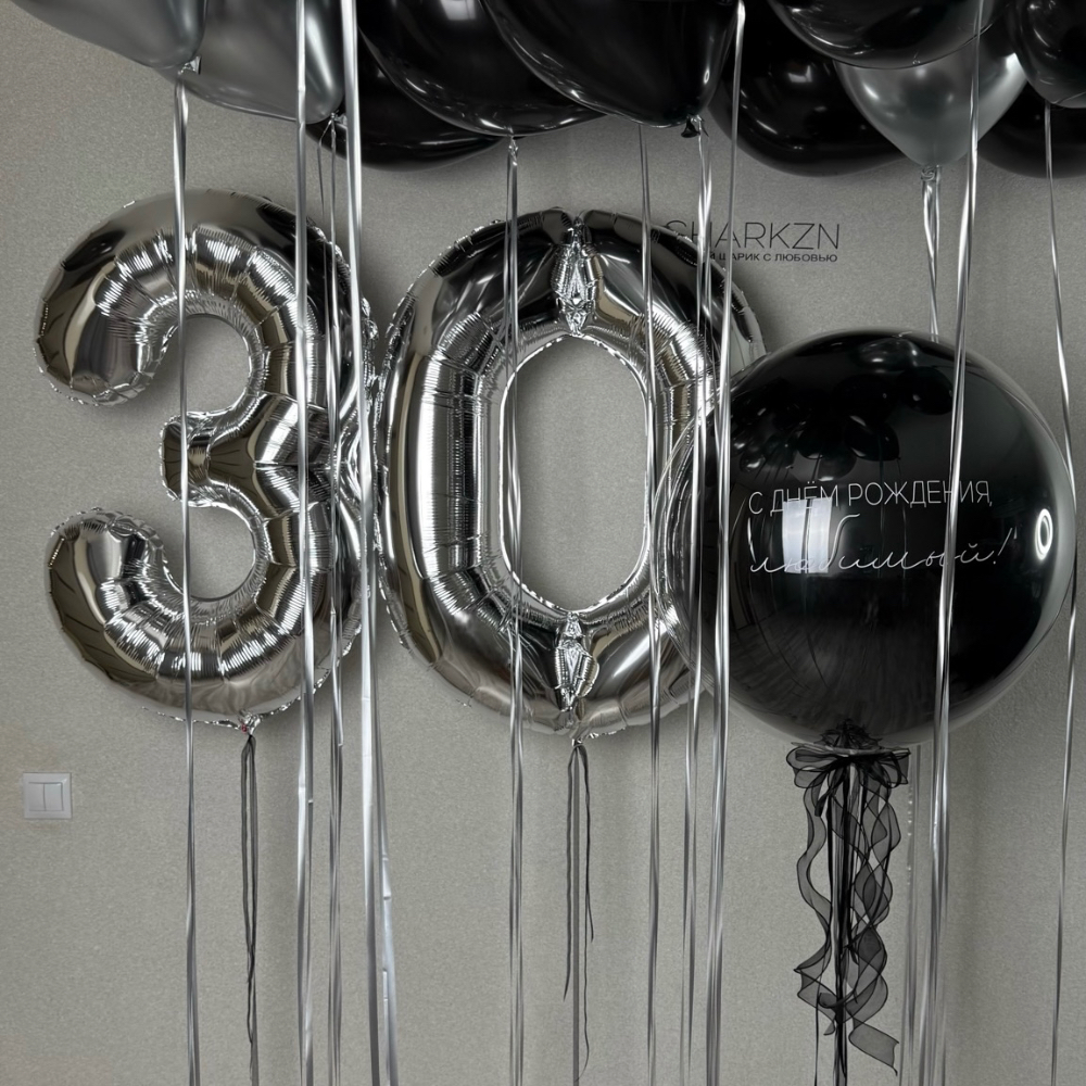 Стеклянный шар с любой надписью, любые цифры 2шт и шары под потолок 15шт