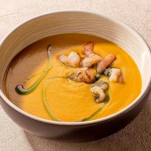 Тыквенный суп с креветками