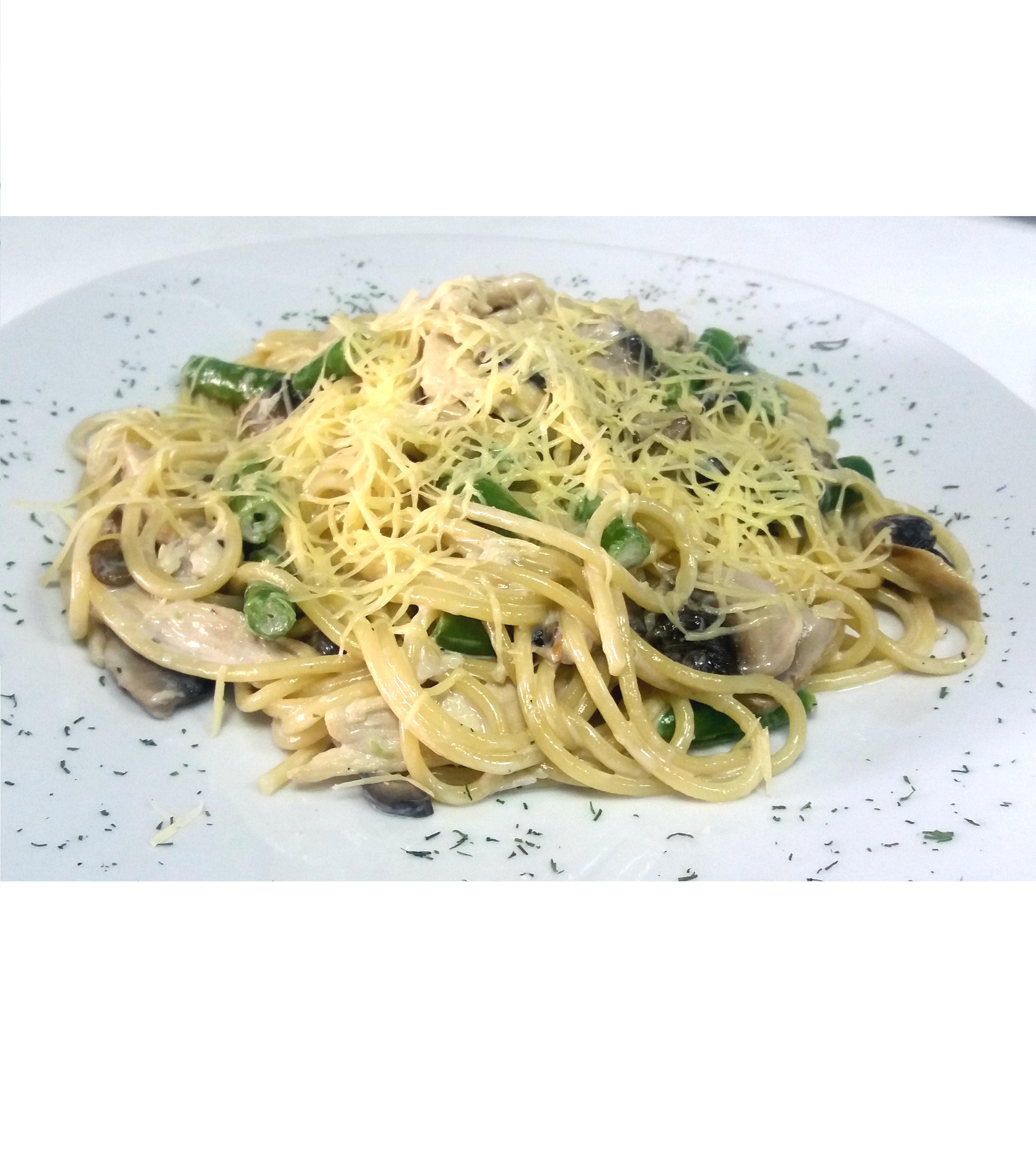 Паста с курицей и грибами