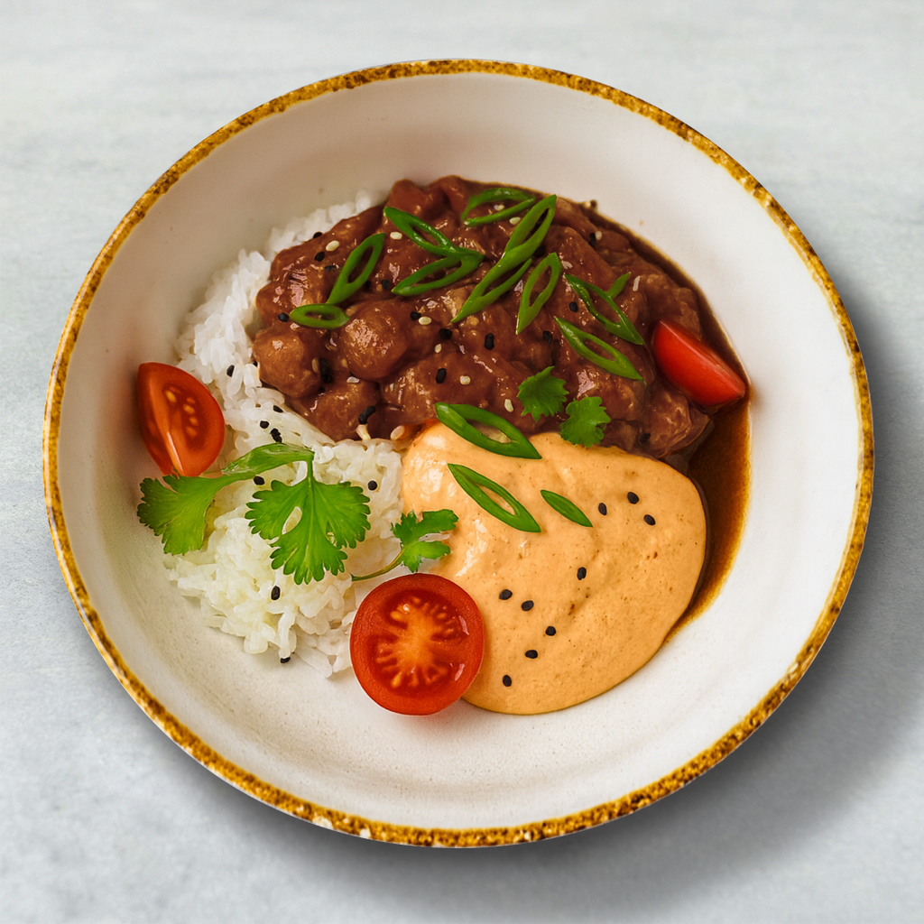 Боул с лососем терияки