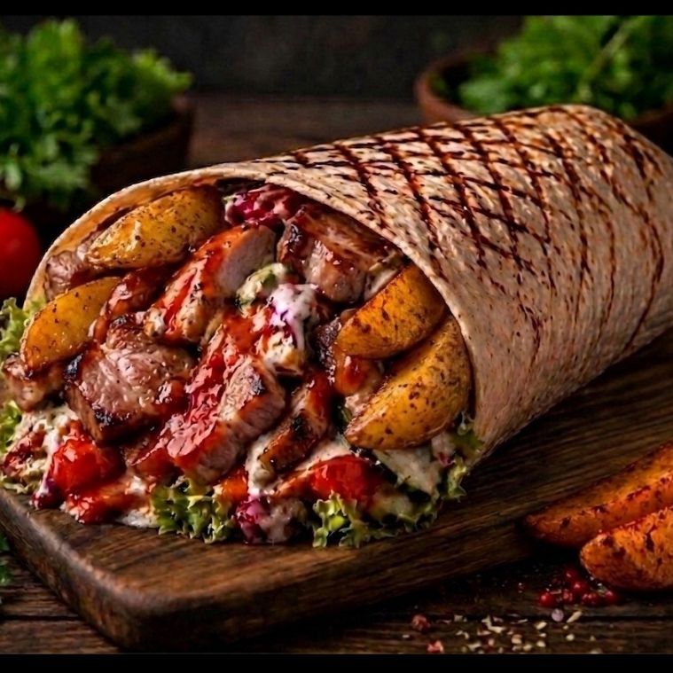 Шаурма со свининой и картофелем по-деревенски