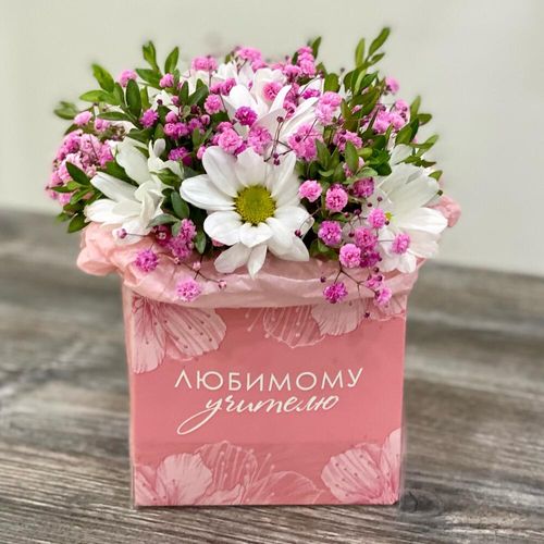 Цветы для учителя: ромашки, зелень (к1860)