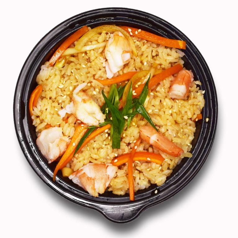 Тяхан с креветками.