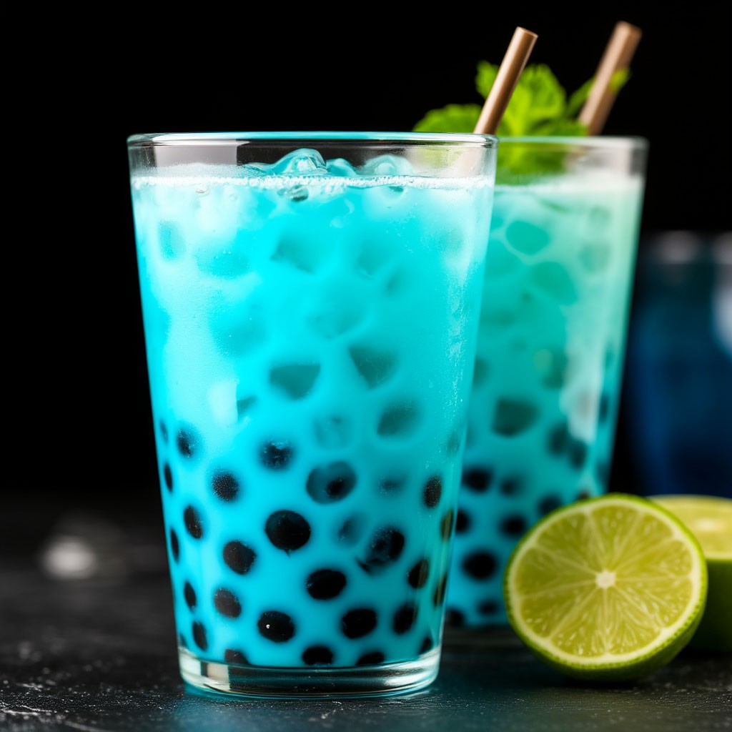 Bubble tea Голубое облако с клубникой