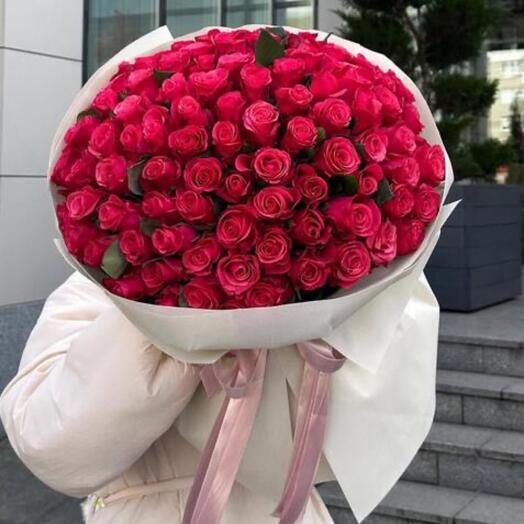 101 красная Роза букет круглый