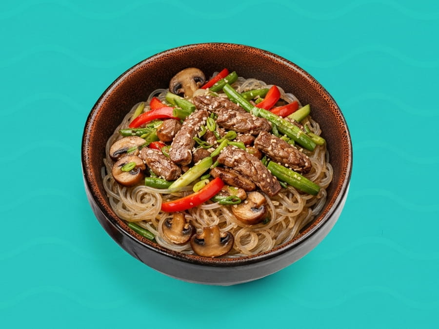 Горячий салат с Харусаме