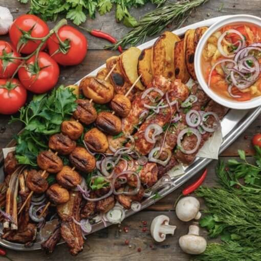 Мясное ассорти с овощами