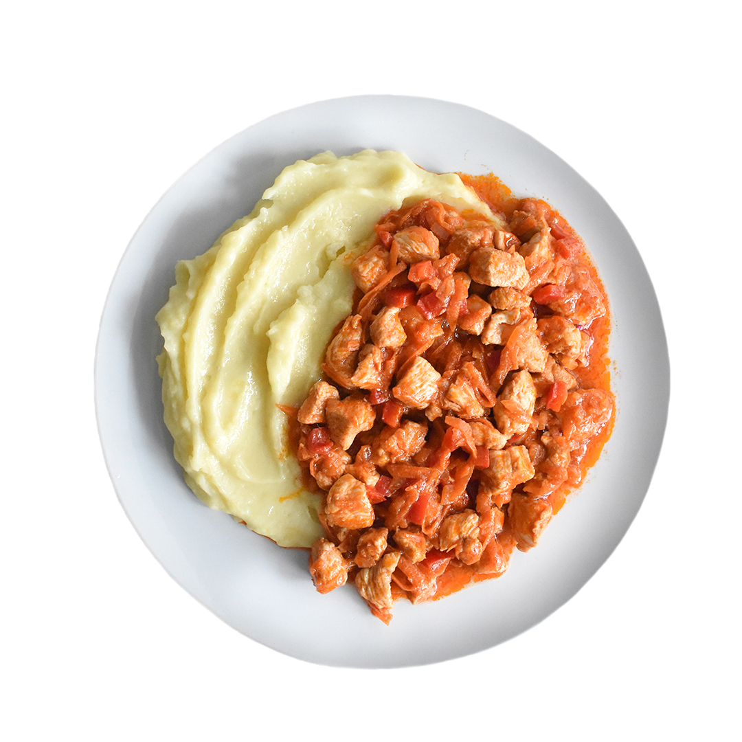 Гуляш куриный с картофельным пюре
