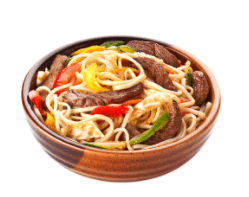 Wok со свининой и шампиньонами