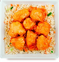 Цыпленок в к/c соусе с рисом и овощами