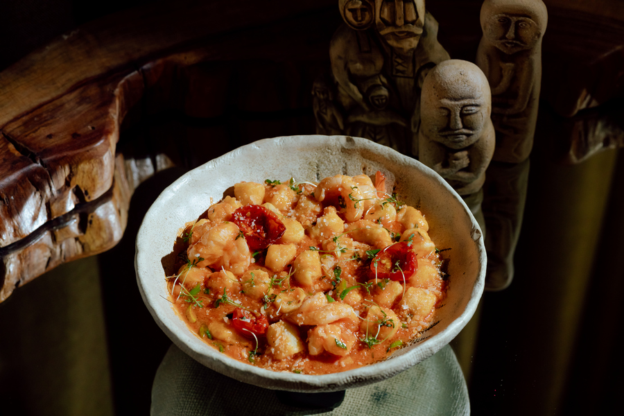 Семашки с креветками в томатном соусе